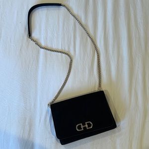 H&M Black Suede Gold Chain Crossbody Bag